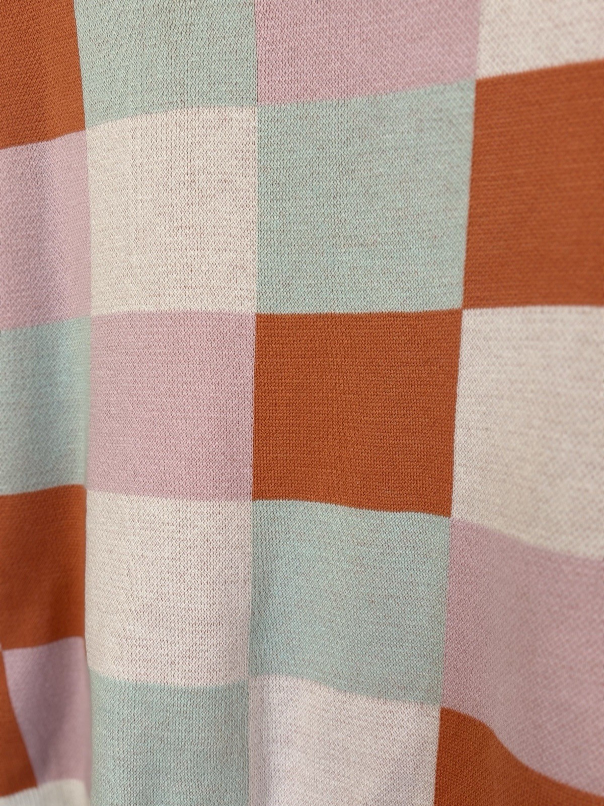 Women’s Pastel Checkerboard Knit Sweater Vest Large Pink Orange Blue Sleeveless