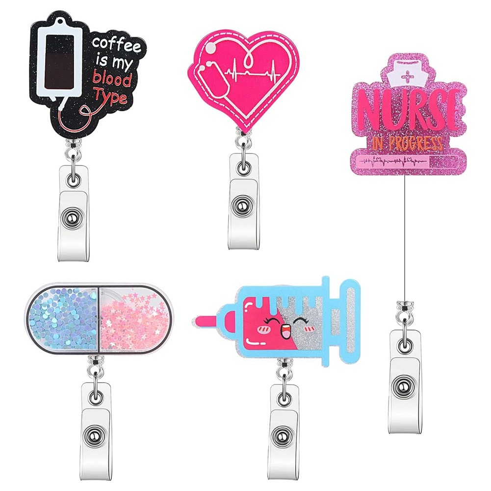 Cna Badge Holder 5 PCs Acrylic Badge Reel with Clip H2H77523