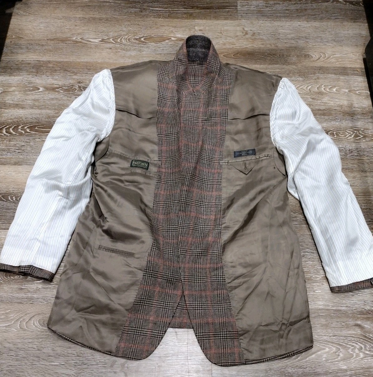 Corneliani Sport Coat 42R Brown Windowpane Check Wool Mohair Cashmere