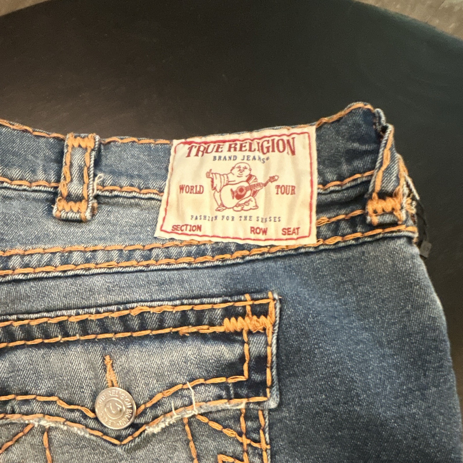 New Men’s True Religion Ricky Super T Blue Medium Wash Denim Shorts Size 46