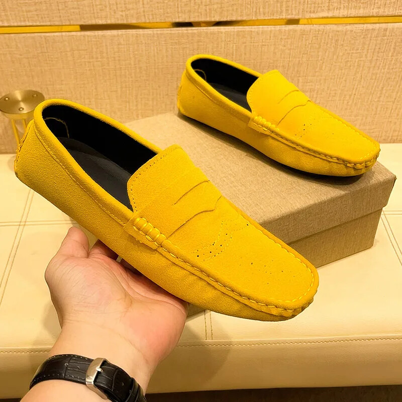 Men Casual Shoes Suede Lazy Slip-on Driving Flat Boat Shoes Loafers Moccasins