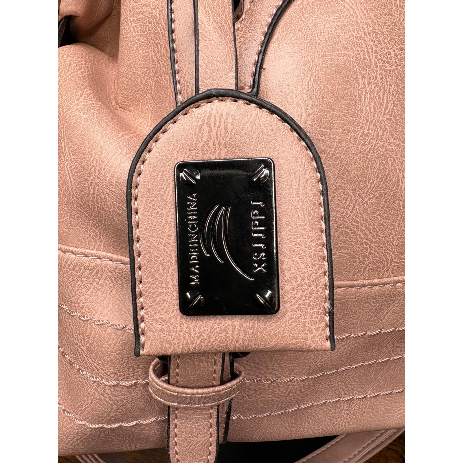 Pink Faux Leather Satchel Handbag Crossbody Purse with Side Buckles Gunmetal HW