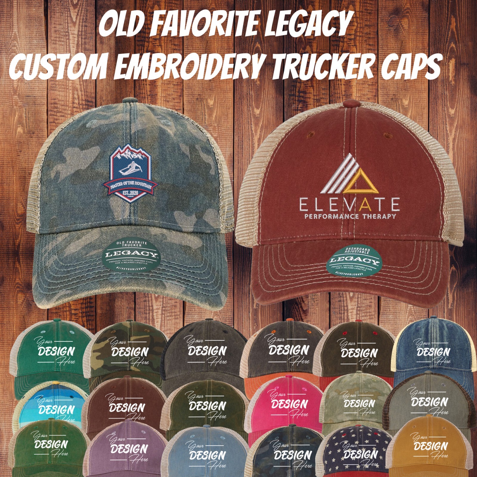 Ink Stitch Legacy Custom Logo Texts Stitching Logo Texts Old Trucker Caps