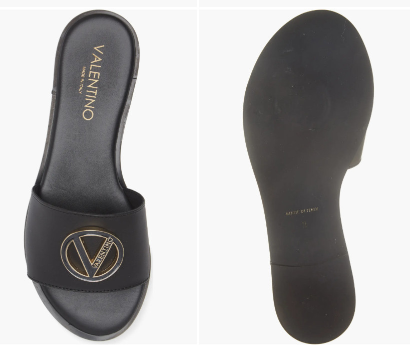 Women’s Designer Valentino by Mario Valentino Black Bugola Slide Sandal size 8