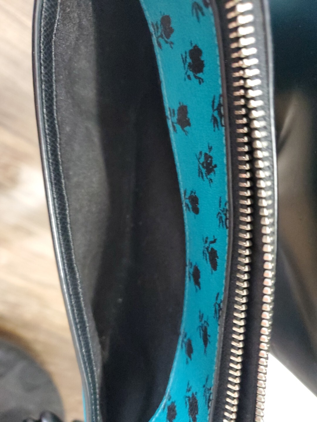 COACH Leather Floral Badlands Print Crossbody Bag Turquoise Blue Green Black