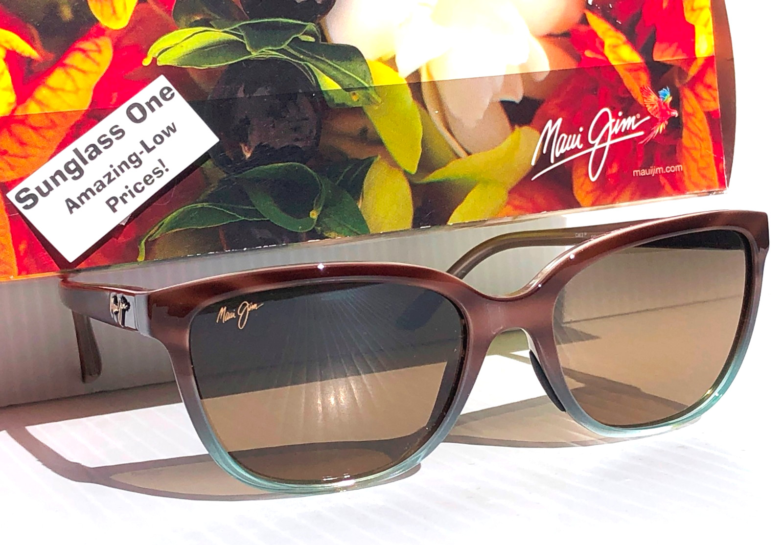 NEW Maui Jim HONI Sandstone & Blue POLARIZED HCL Bronze GLASS Sunglass HS758-22B
