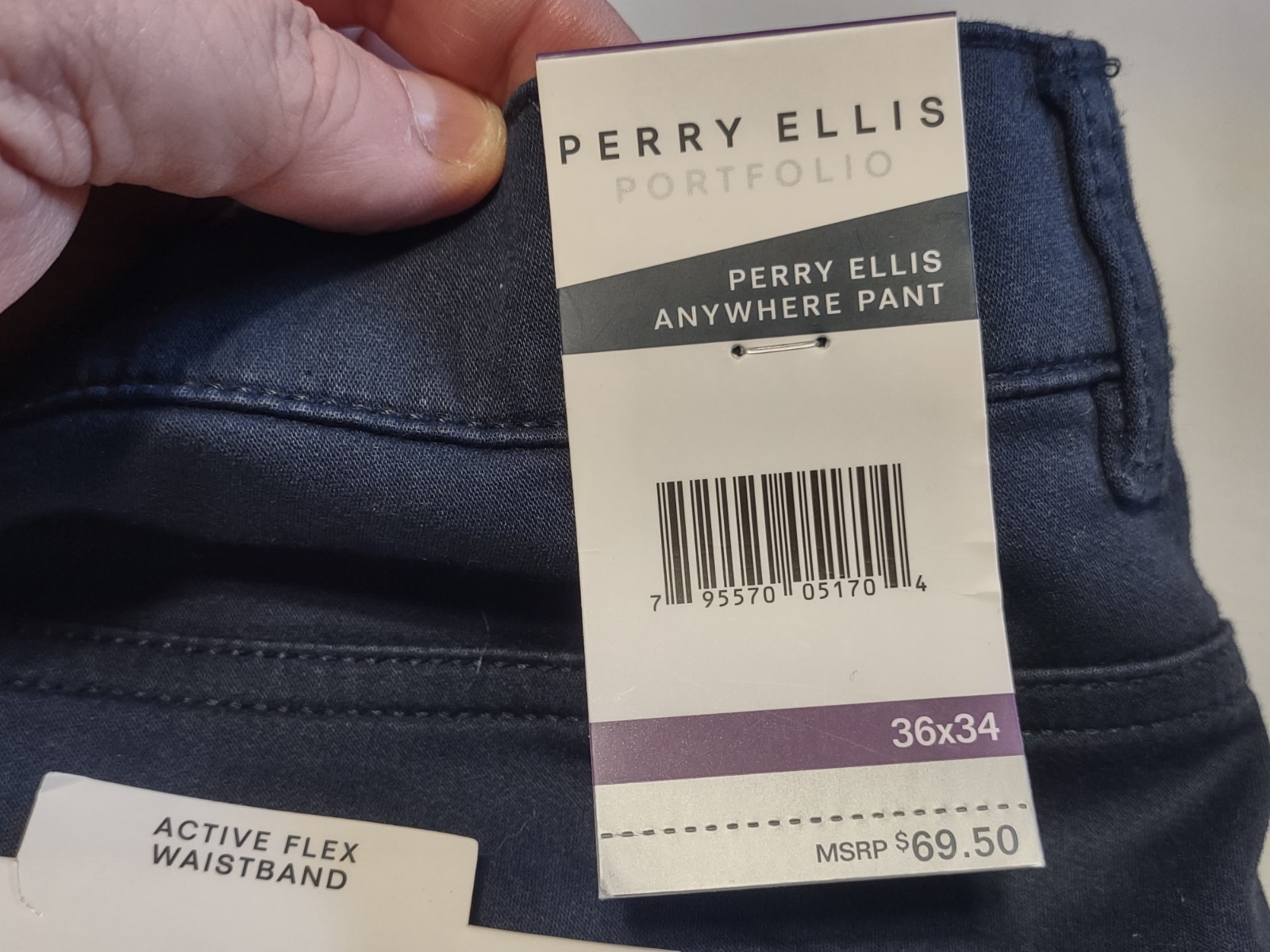 NWT – Perry Ellis Portfolio – Men’s Anywhere Pant – Dark Blue – 36 X 34