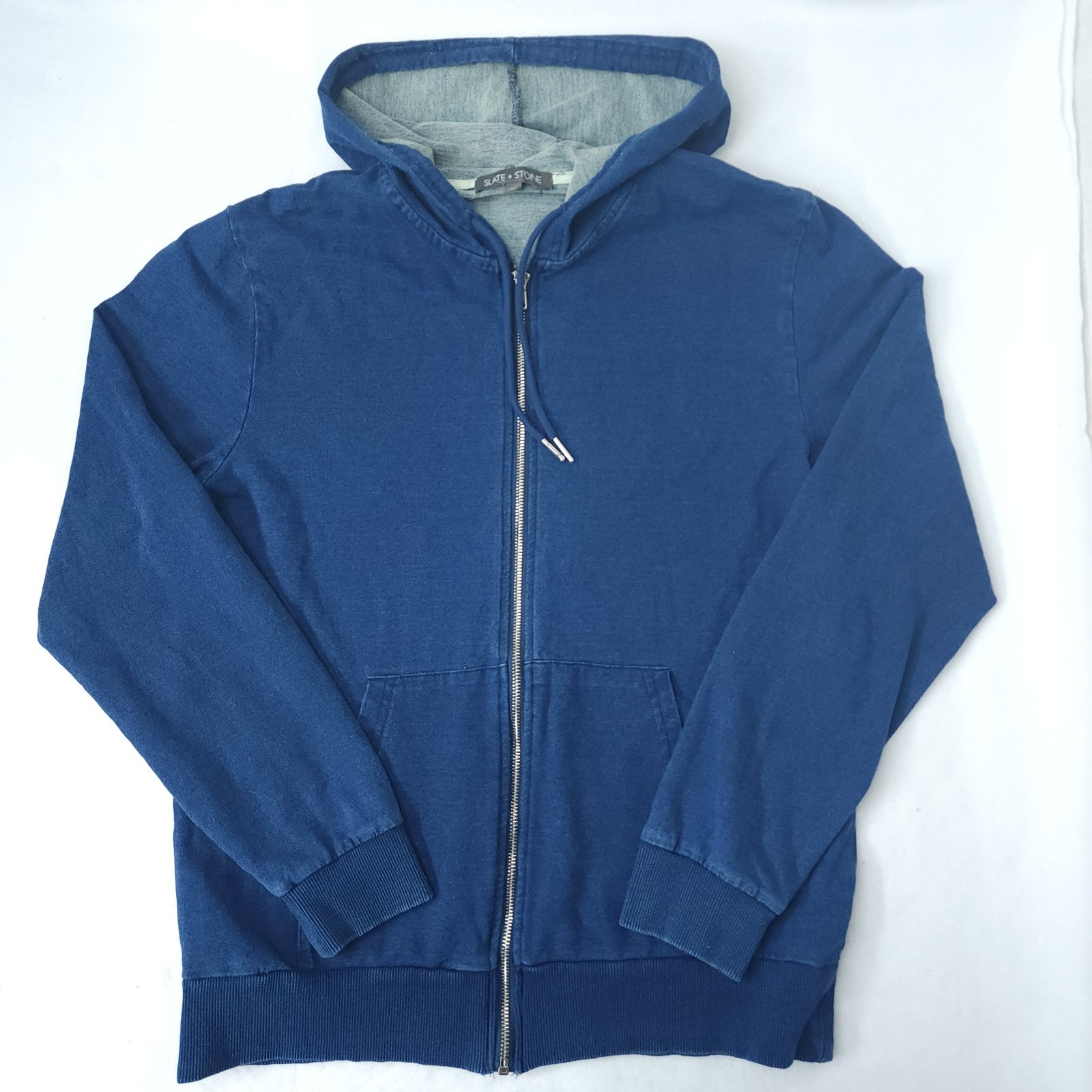 Slate & Stone Washed Blue Zip Up Hoodie Jacket w/ Pockets Mens Size M Med $298