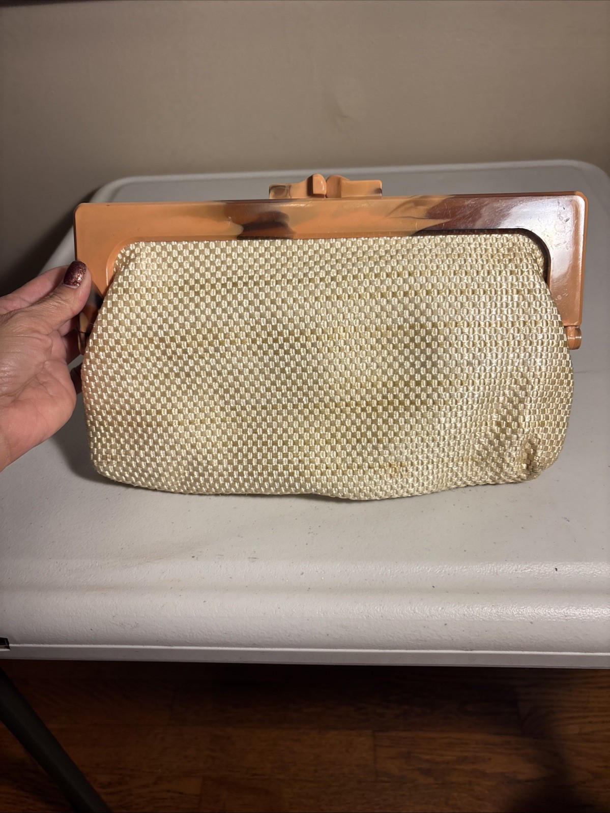 Classy vintage woven clutch 11.4” Made In Hong Kong