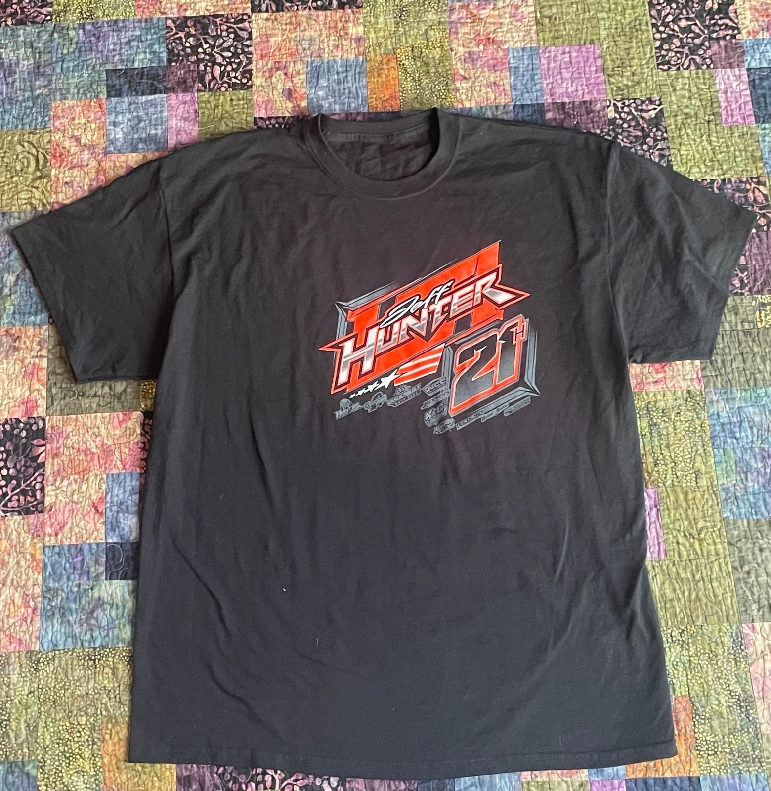 Vintage 2000s Jeff Hunter #21 Dirt Track Racing Graphic T-Shirt