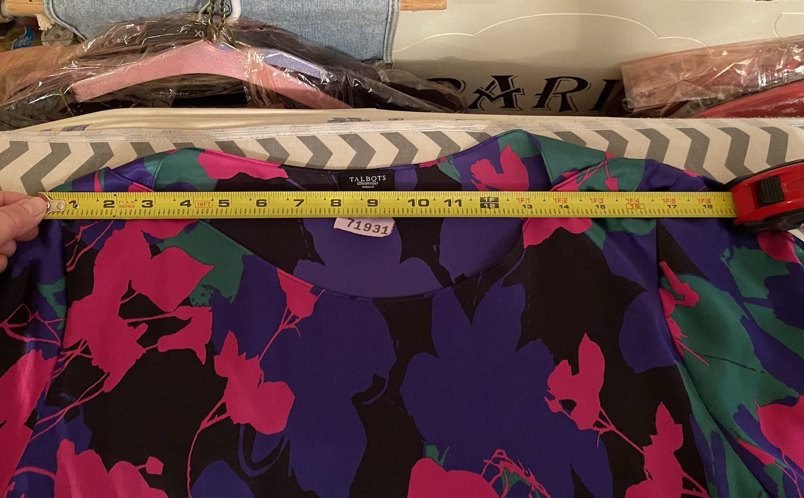 Talbots Wom +18W Multicolor 100% Silk Blouse Slit Sleeves