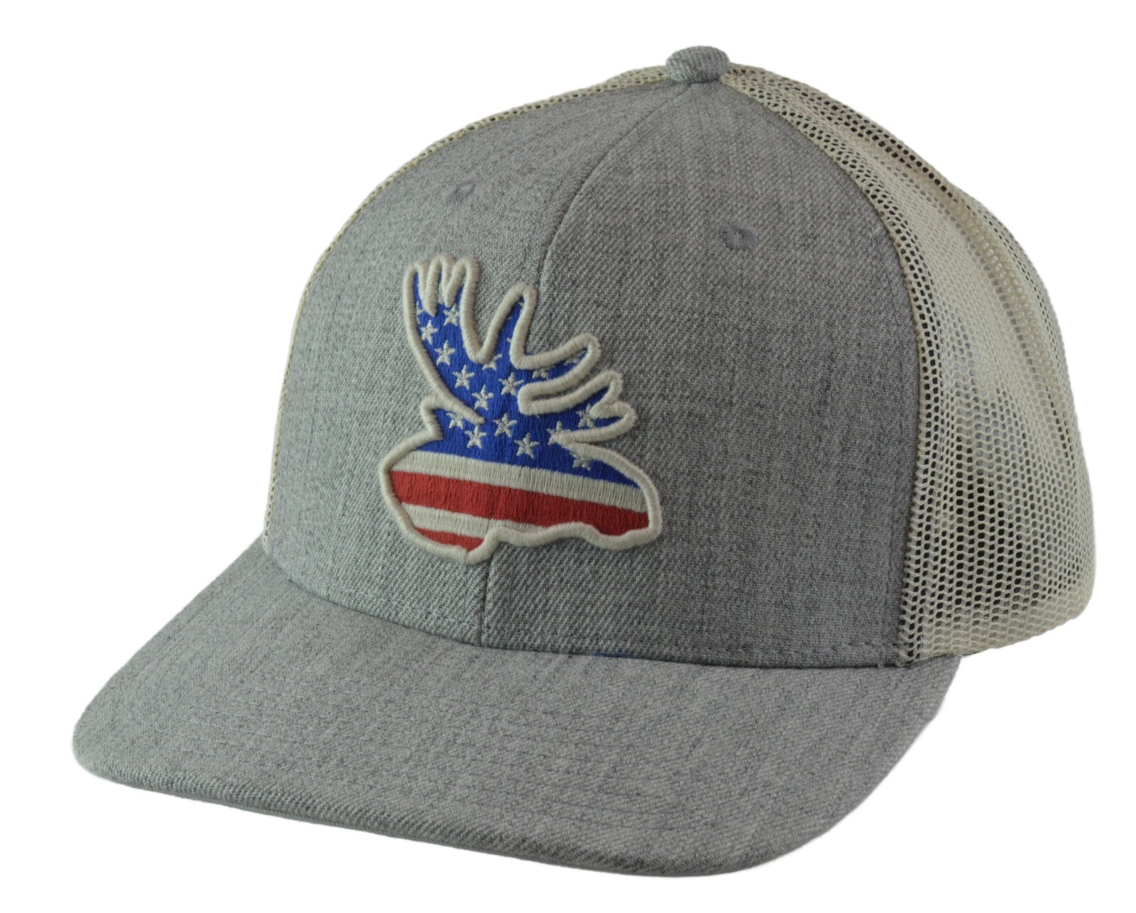 Local Crowns Animal Views Moose Light Gray & Cream Snapback Cap Trucker Hat