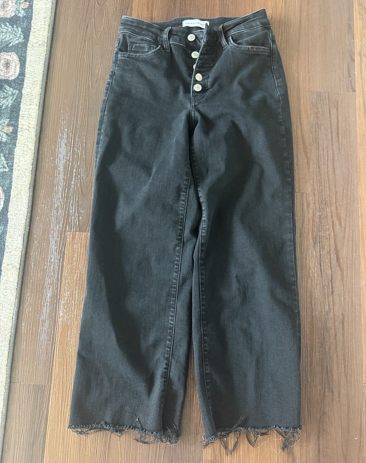 Flying Monkey Women’s High Rise Straight Black Denim Jeans 5-Pocket