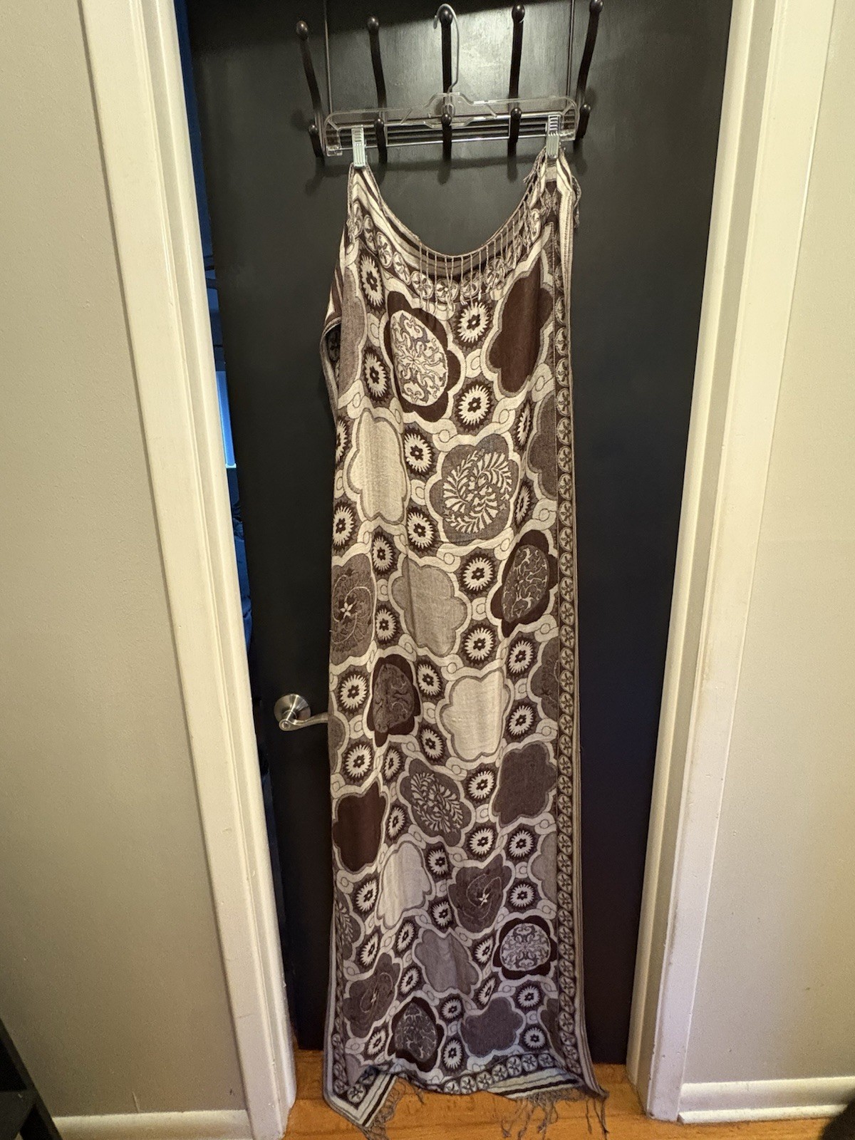 100% Pashmina Scarf Wrap Shawl – About 26.5” X 74” – Brown/Tan/Cream Swirl