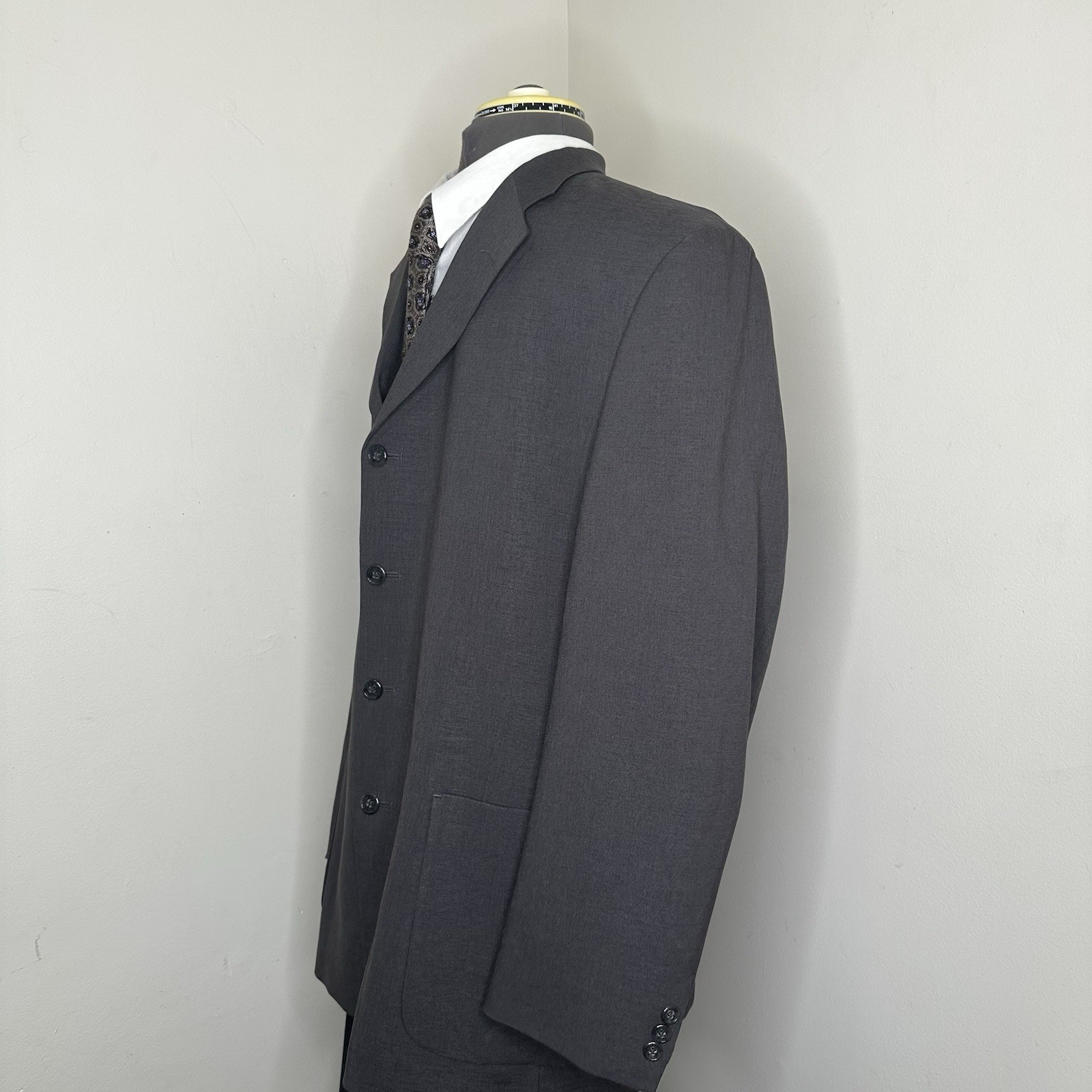 Haggar Mens 46L Suit 36×34 2 Piece Gray 3XL 50″ Blazer Sport Coat Jacket USA
