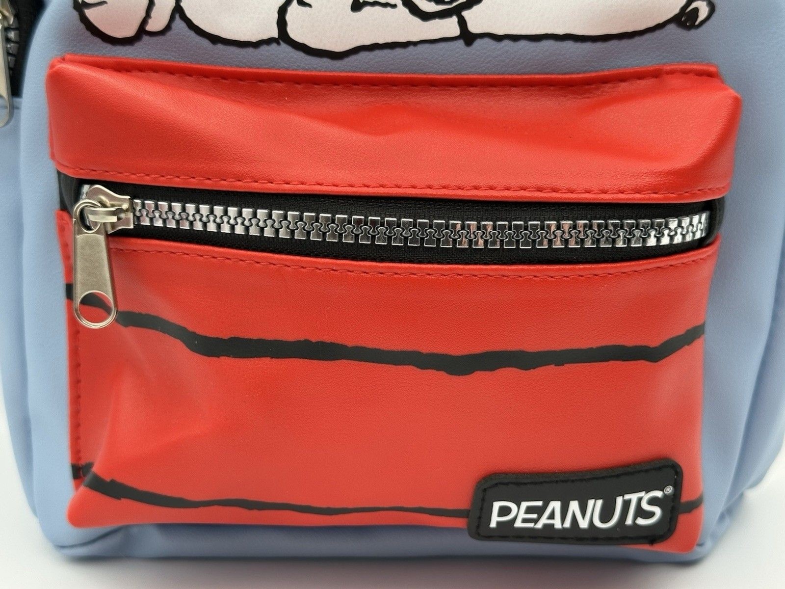 NWT Peanuts Snoopy Sleeping Faux Leather Blue Mini Backpack Purse Bag Diaper Bag