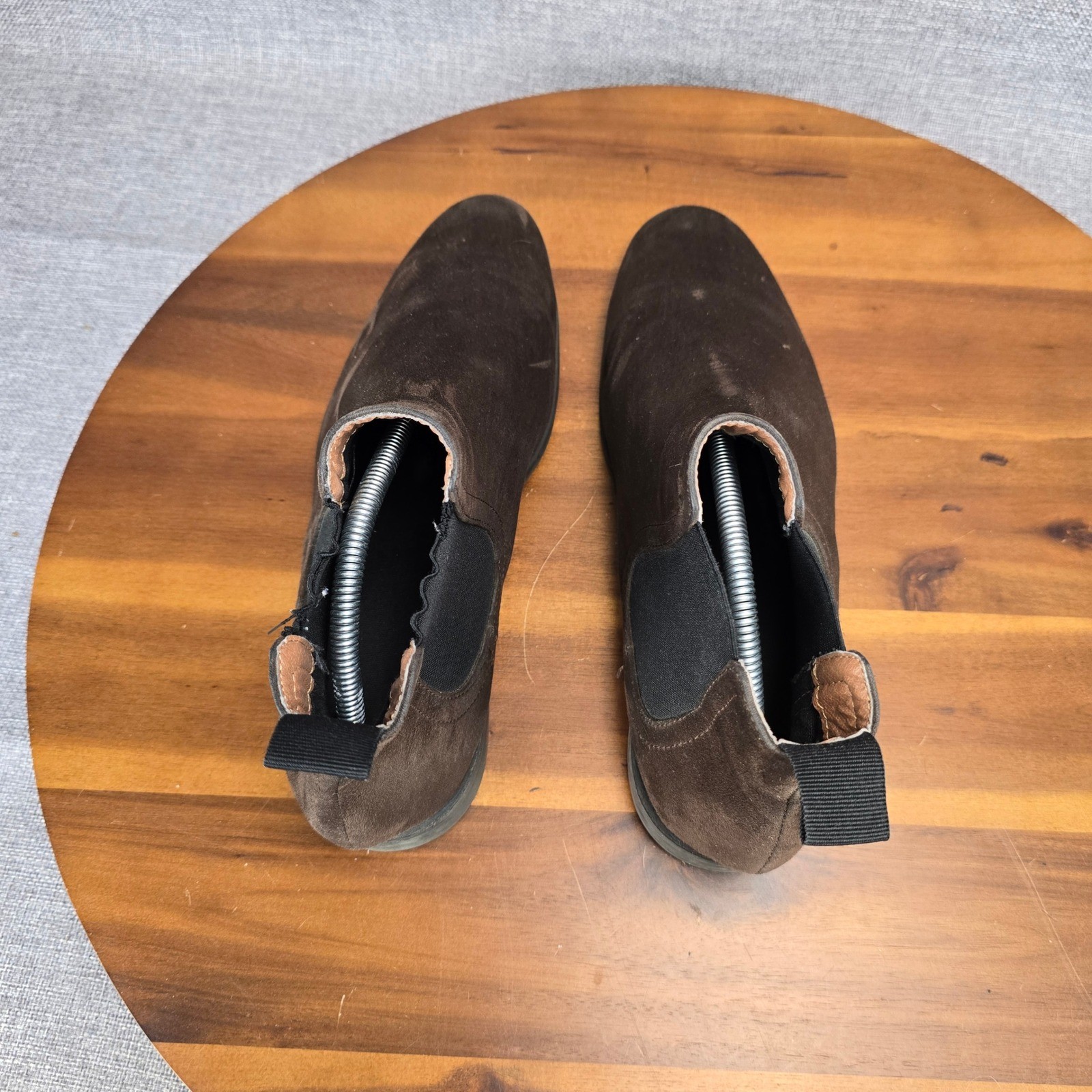 Mens Brown Suede Chelsea Boots Ankle Pull On Elastic Gore Size EUR 41 US 8.5