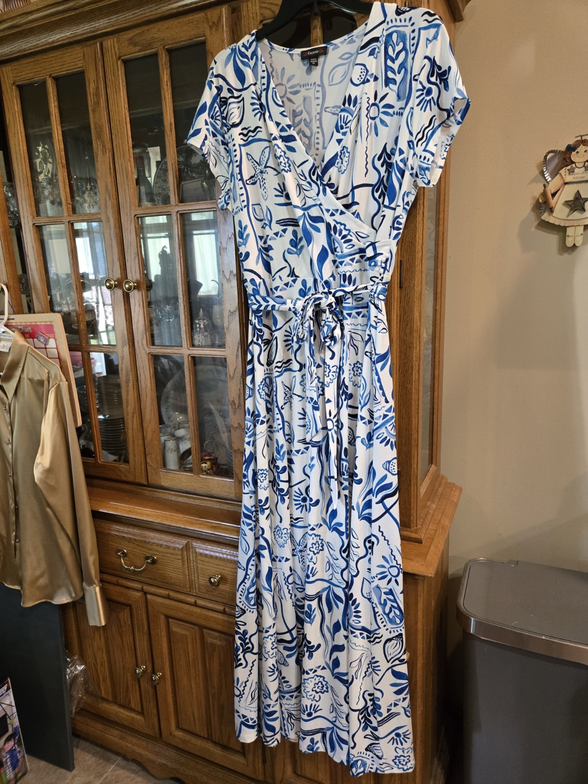 Cocomo Womens XL Maxi Summer Dress White Ocean Blue Seashells Sun