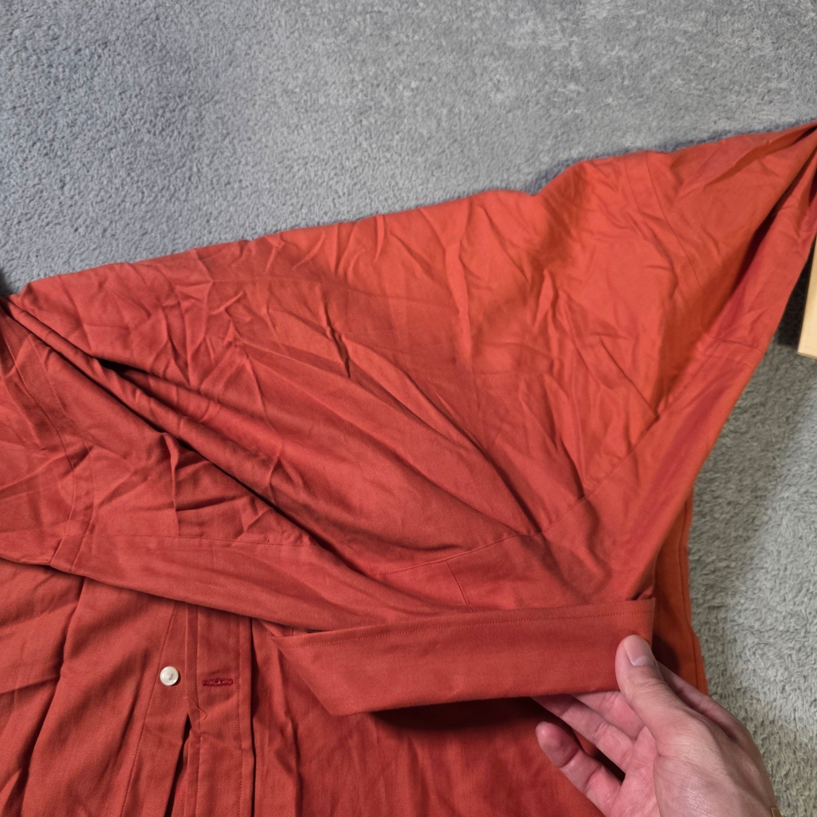 Daniel Cremieux Mens L Button Down Shirt Orange Silk Cotton Tailored Fit NWT