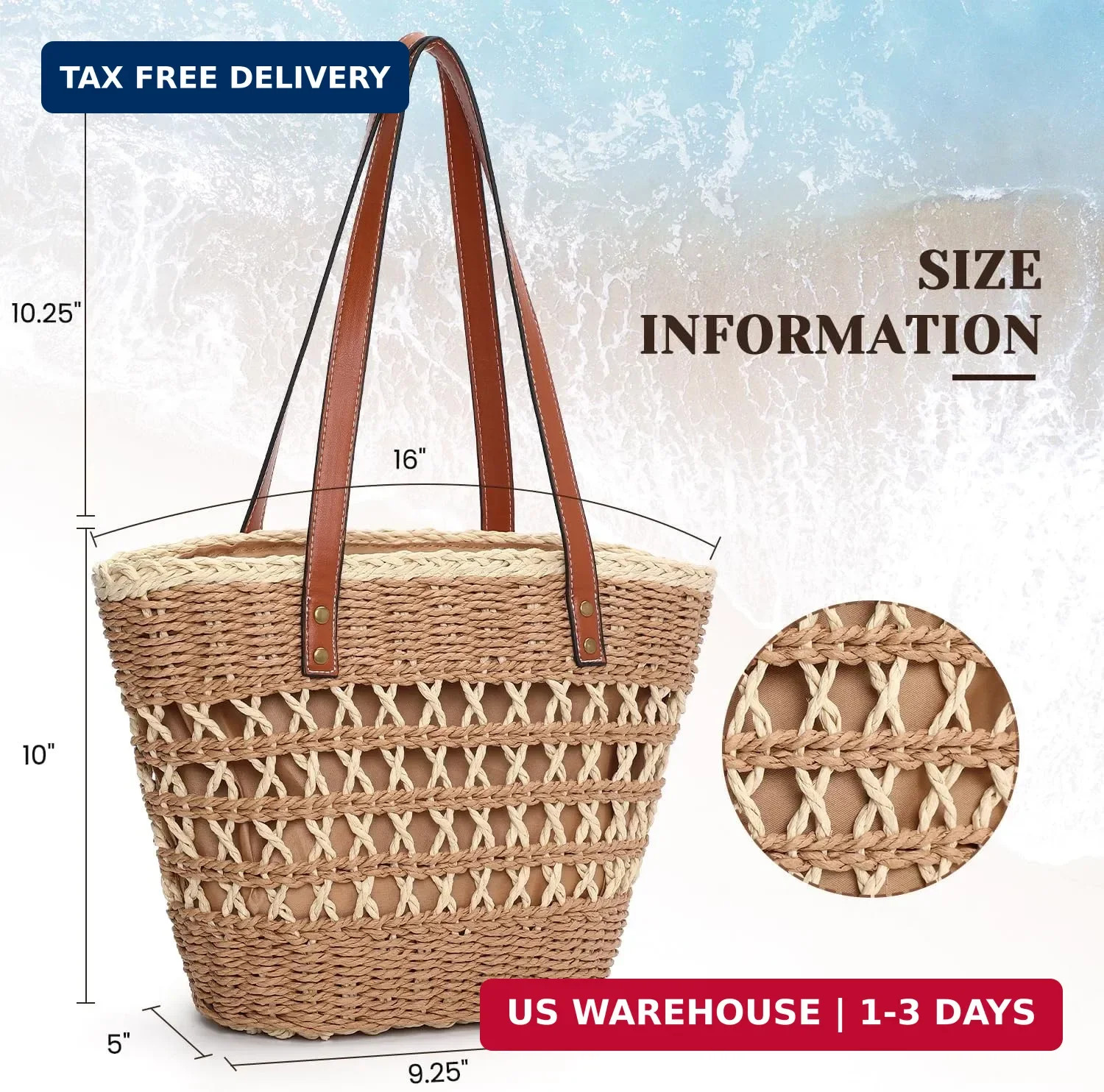 Tavaleu Straw Beach Bags for Women, Tote Handbag Shoulder Bag for Women, Beach S