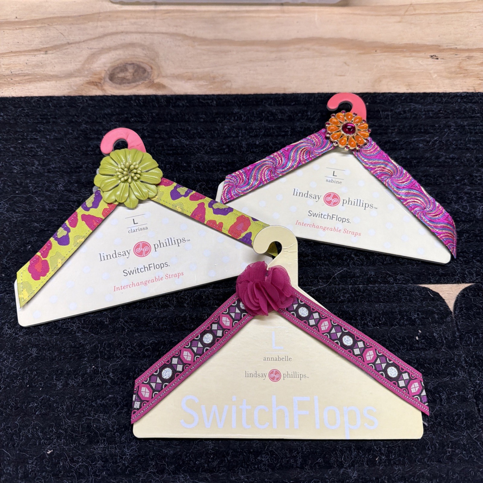 3 New Lindsay Phillips Switchflops Flip-flops Sandal Straps Size L