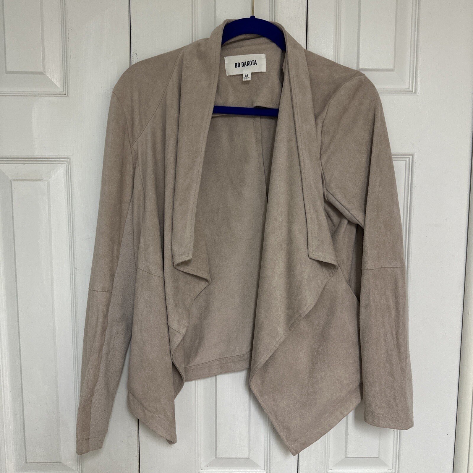BB Dakota Polyester/Spandex Blend Open Front Jacket Pockets Beige Size Medium
