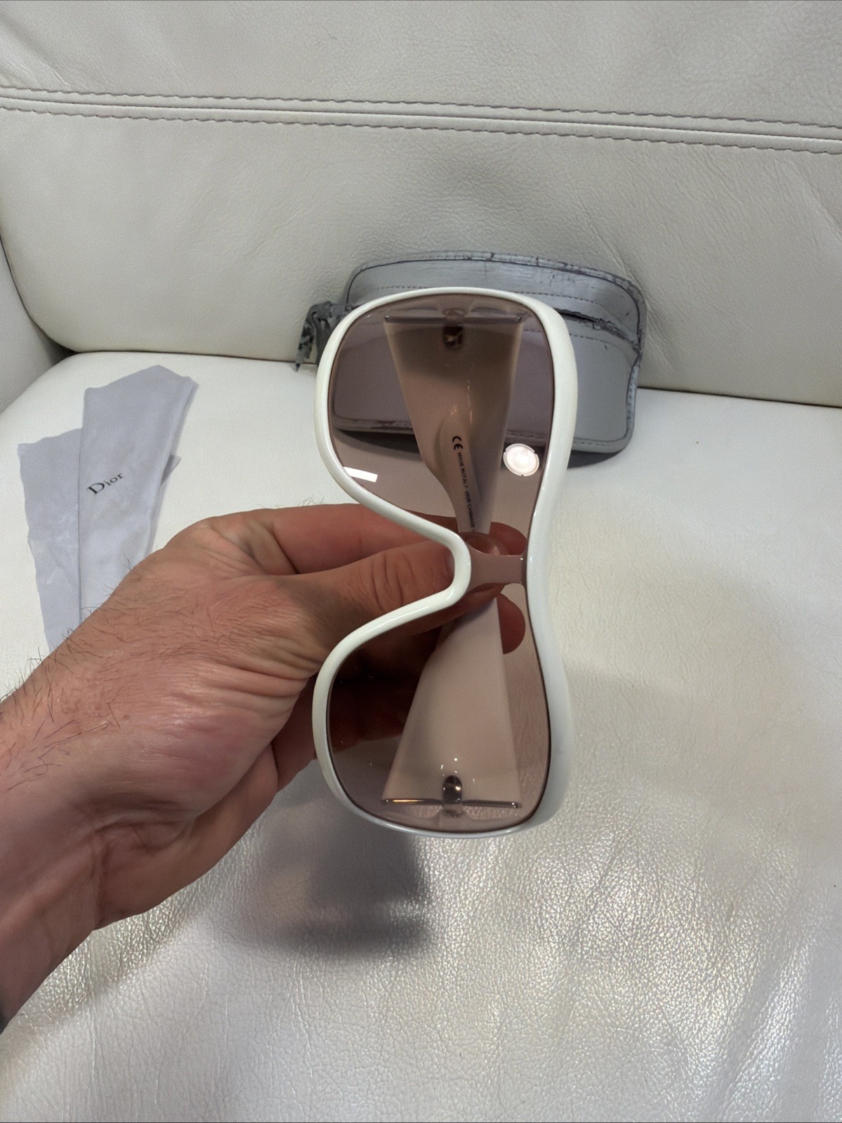 CHRISTIAN DIOR CANNAGE 1 White Vintage Y2K Oversized Wrap Sunglasses Italy
