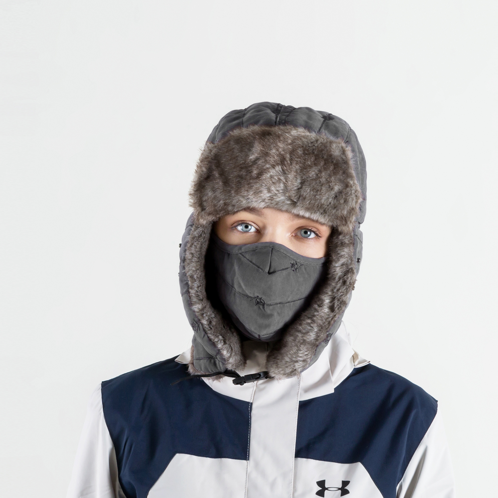 Winter Ear Flap Thermal Hat Fur Warm Snow Ski Cap Hat Face Mask for Cold Weather