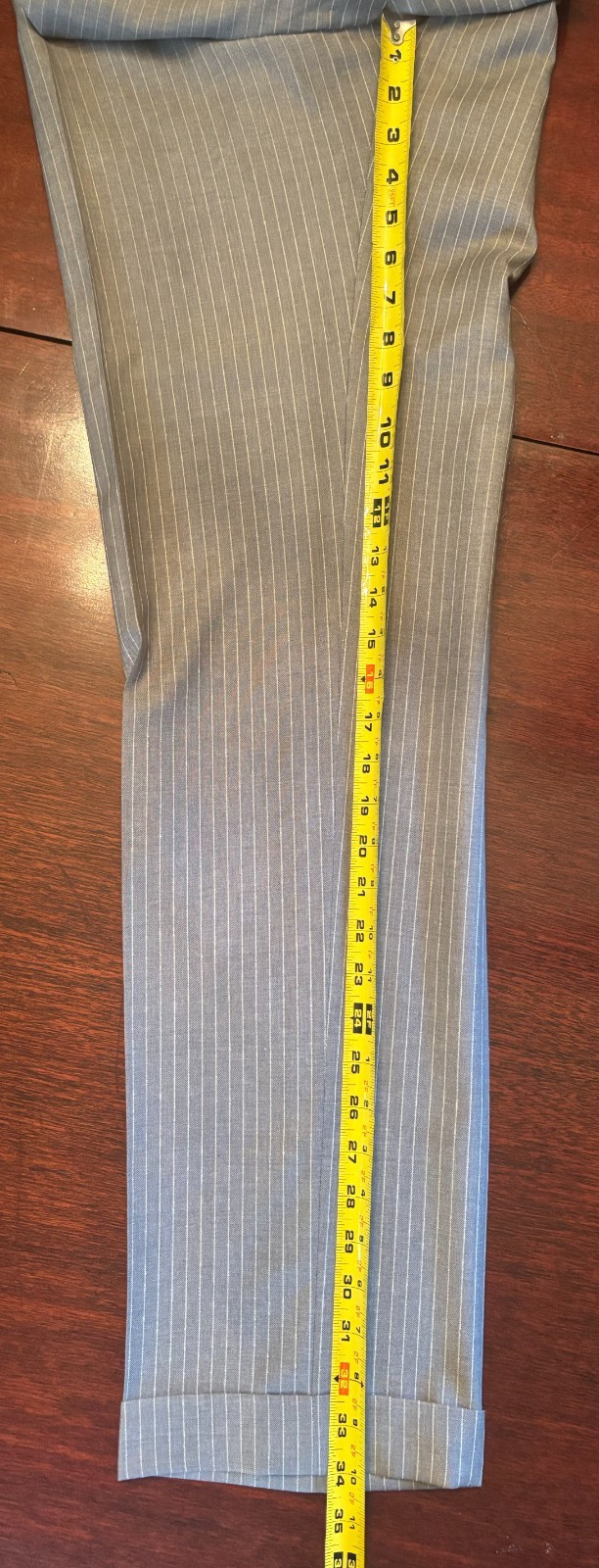 Canali 52L Gray Pinstripe Wool Suit 42L 36×34 Made Italy Bemberg Cupro