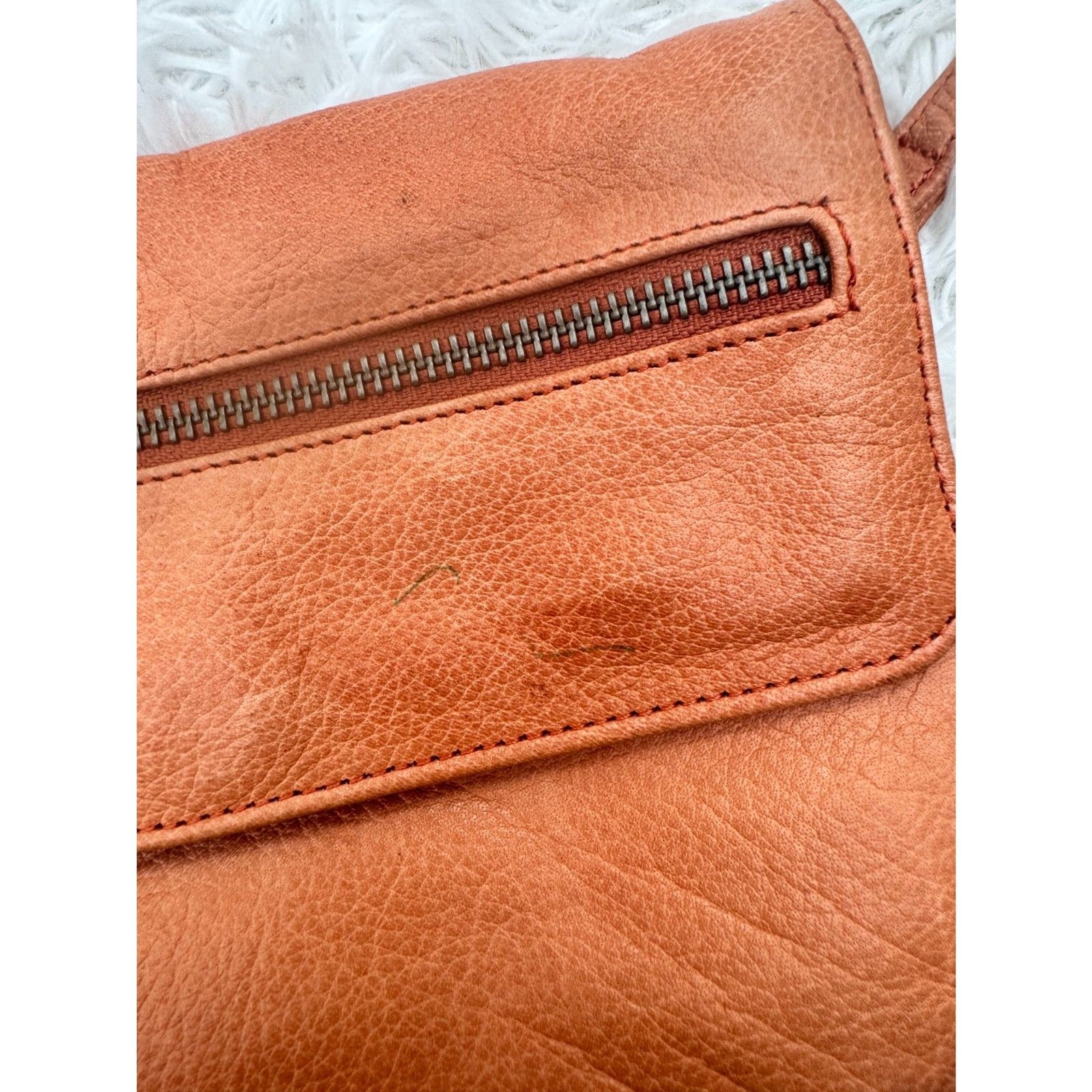Day & Mood Cognac Leather Crossbody Bag with Tassel