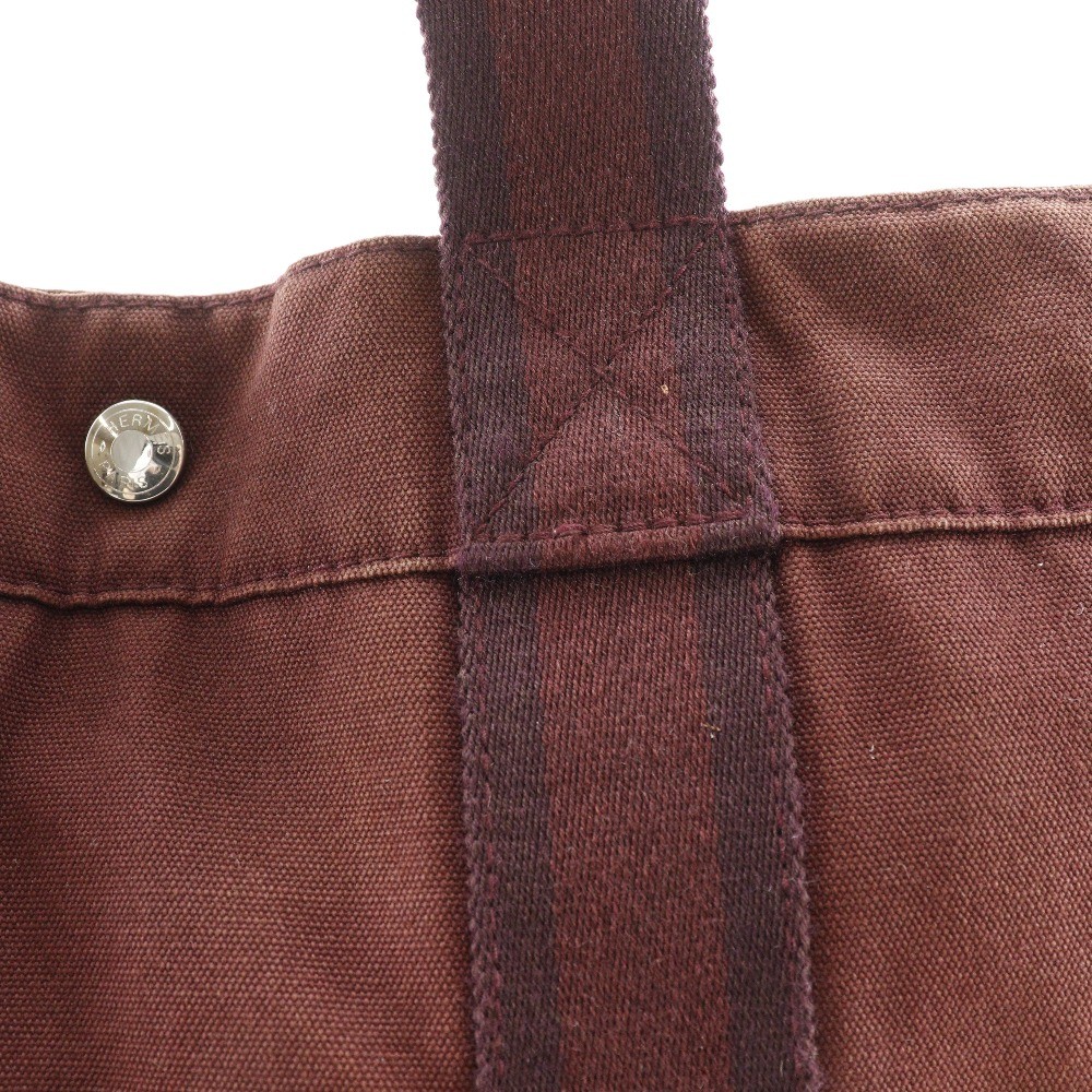 HERMES Sack Fourre ToutMM Handbag Half leather Brown Cotton canvas/leather…