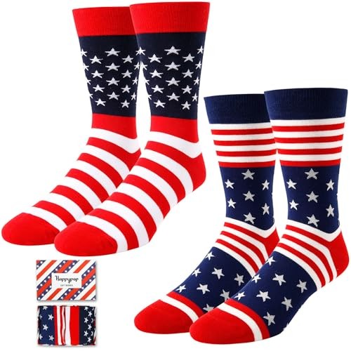 HAPPYPOP Novelty Socks For Men – Bowling Golf Medium America Flag 2 Pack