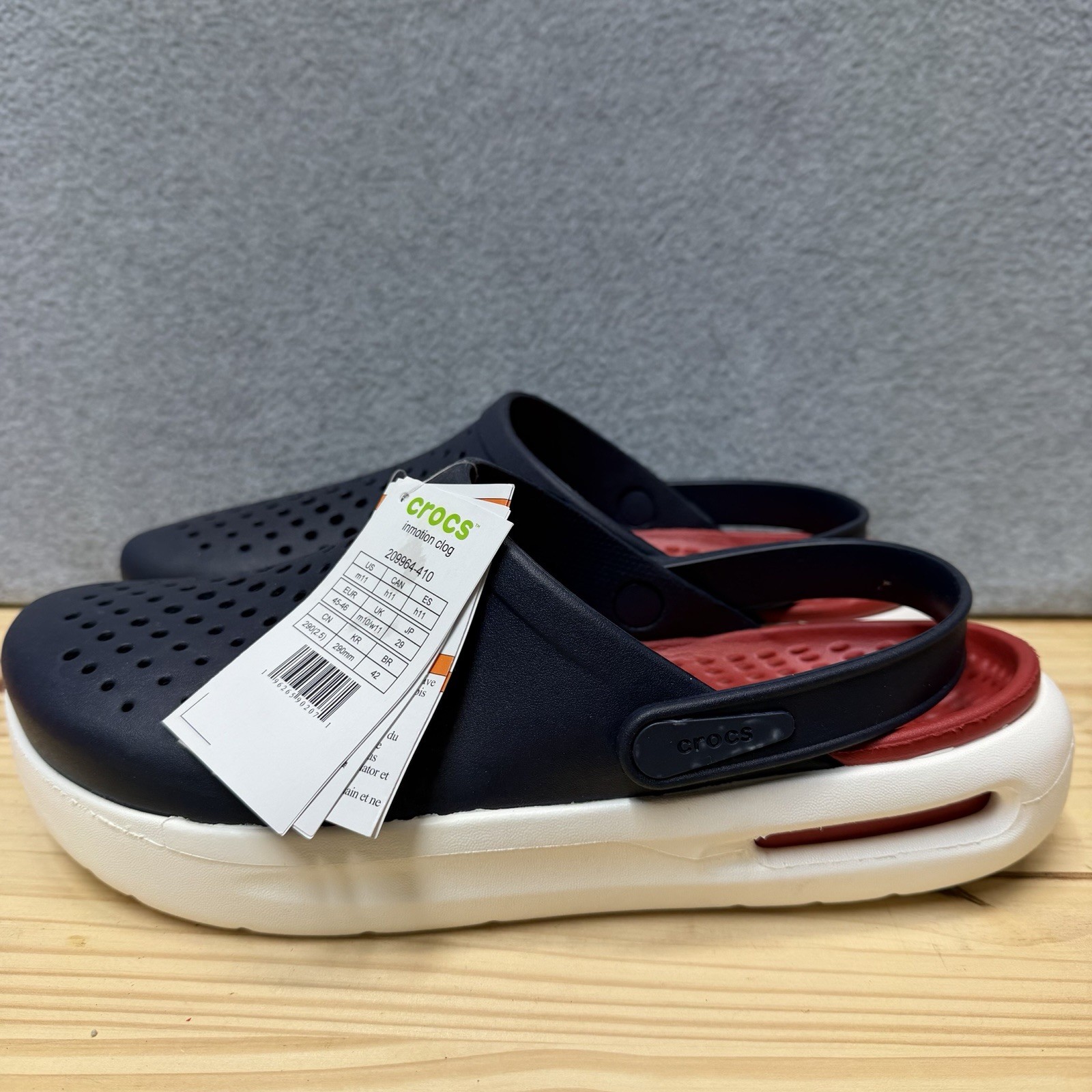 Crocs InMotion Clog Navy Red 209964-410 Mens 9 WOMEN’S 11 NEW NWT