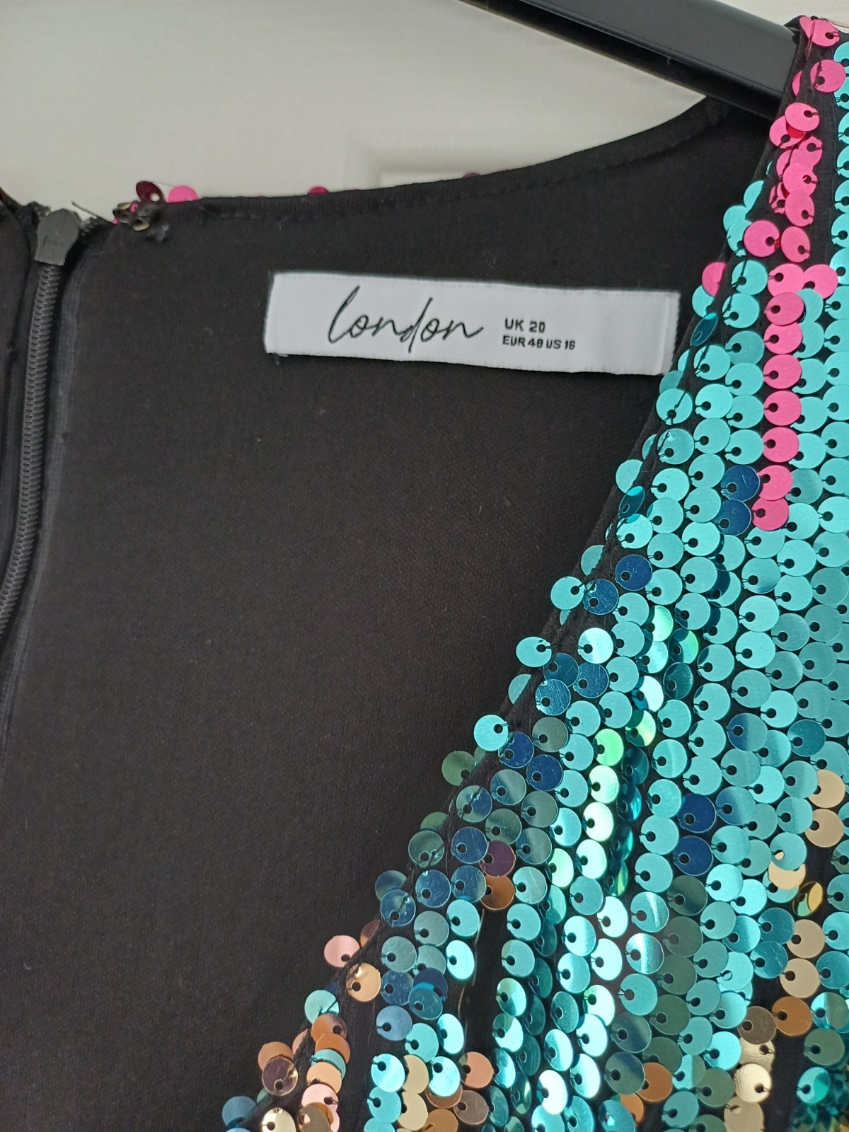 YOURS LONDON sz 20 ombre Sequin Dress JEWEL Shades Cocktail Party Cruise New £65