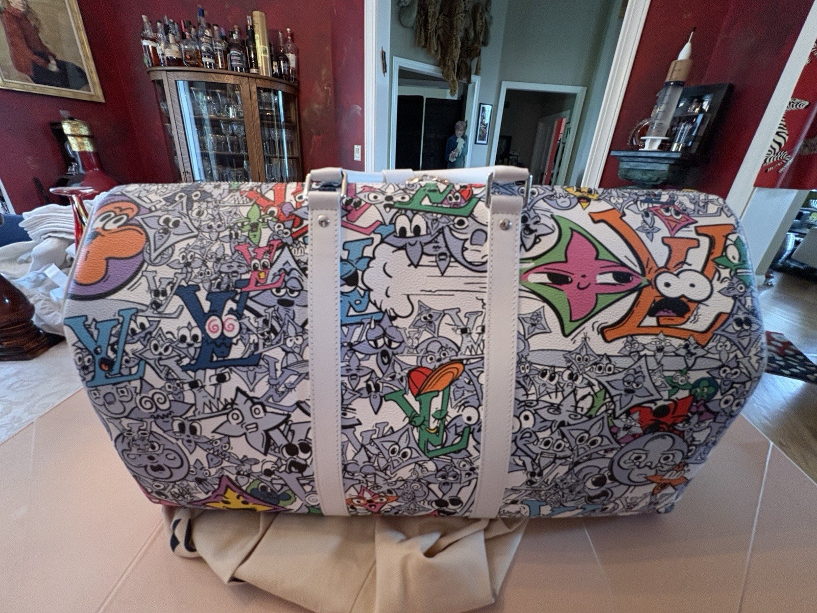 LOUIS VUITTON 2023 Comics White Multi Monogram Keepall Bandouliere 50 BRAND NEW
