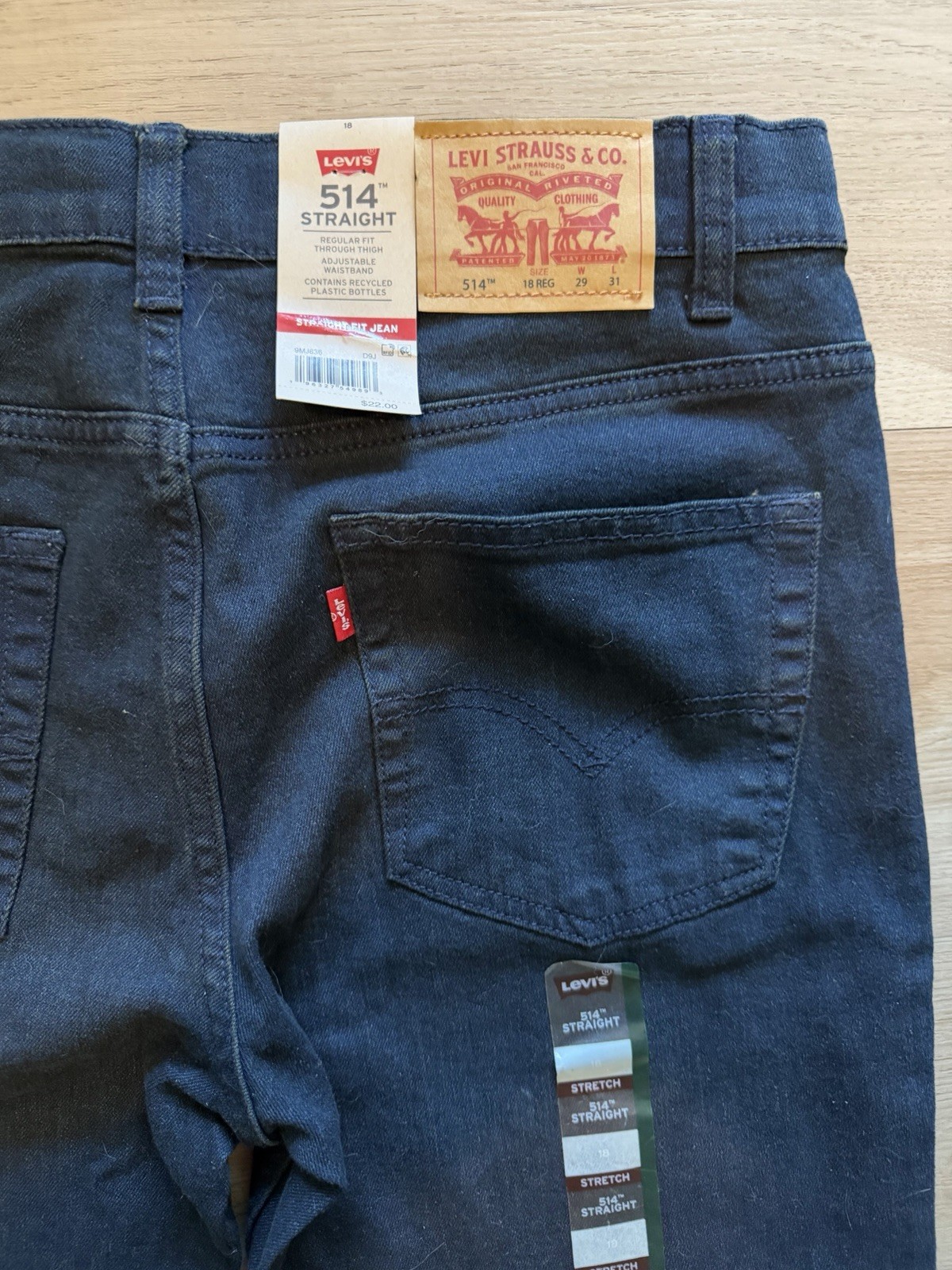 Levis 514 Boys Jeans Dark Blue Size 18 Regular 29×31 Slim Straight Leg