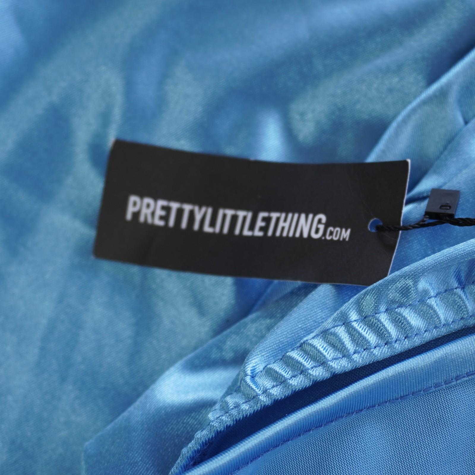 PrettyLittleThing Blue Satin Cut Out Maxi Dress US 2 UK 6 One Shoulder High Slit