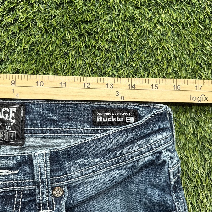 Salvage Havoc Slim Straight Jeans Mens 31×32 32R Blue Denim Distressed