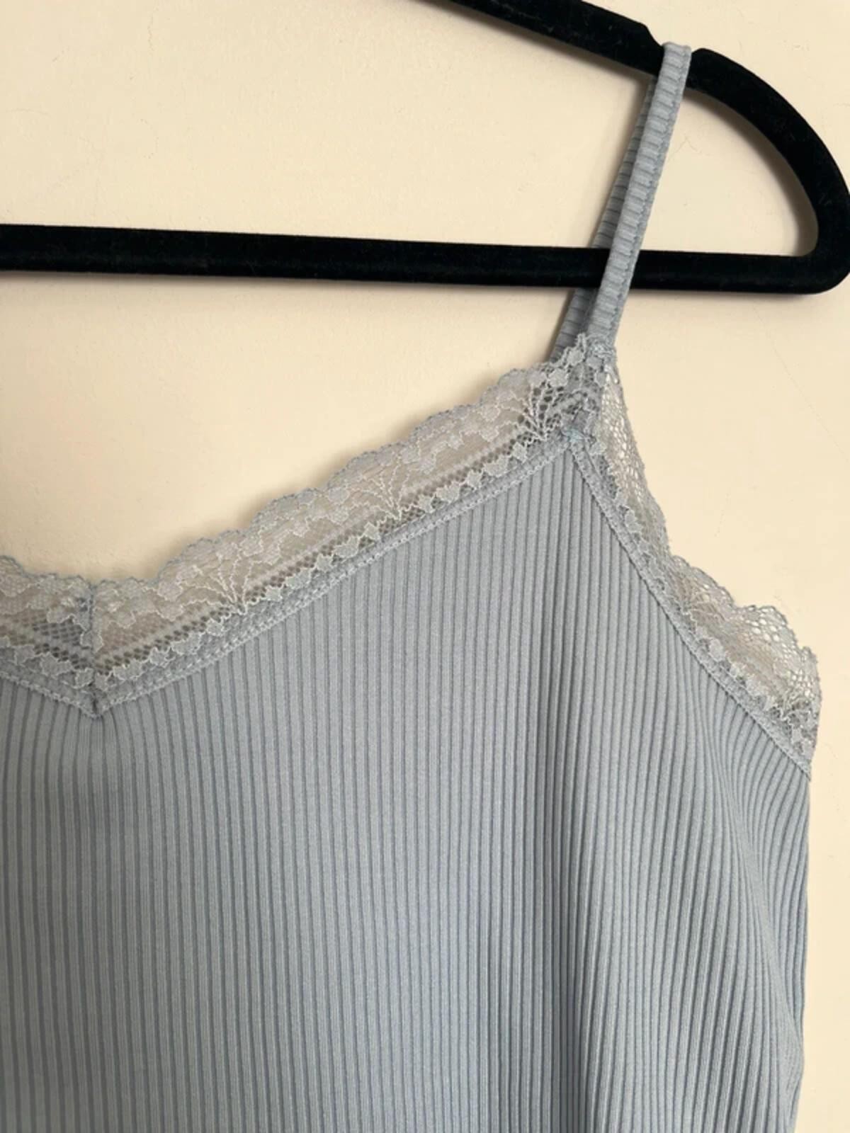 Primark Blue Lace Trim Ribbed Cami Top – Size M, UK 12/14