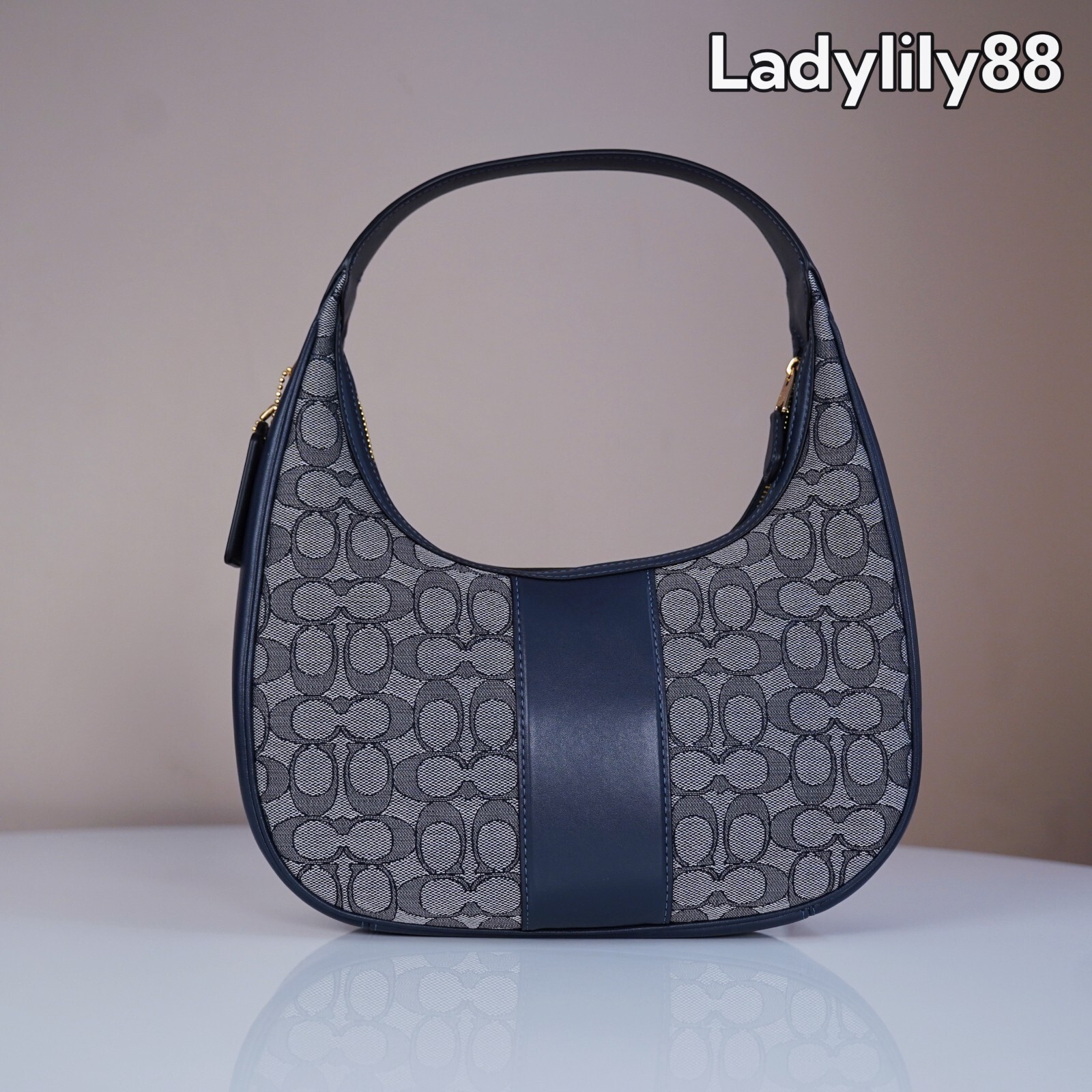 NWT Coach CV001 Carmen Shoulder Bag In Signature Jacquard Smooth Leather $350