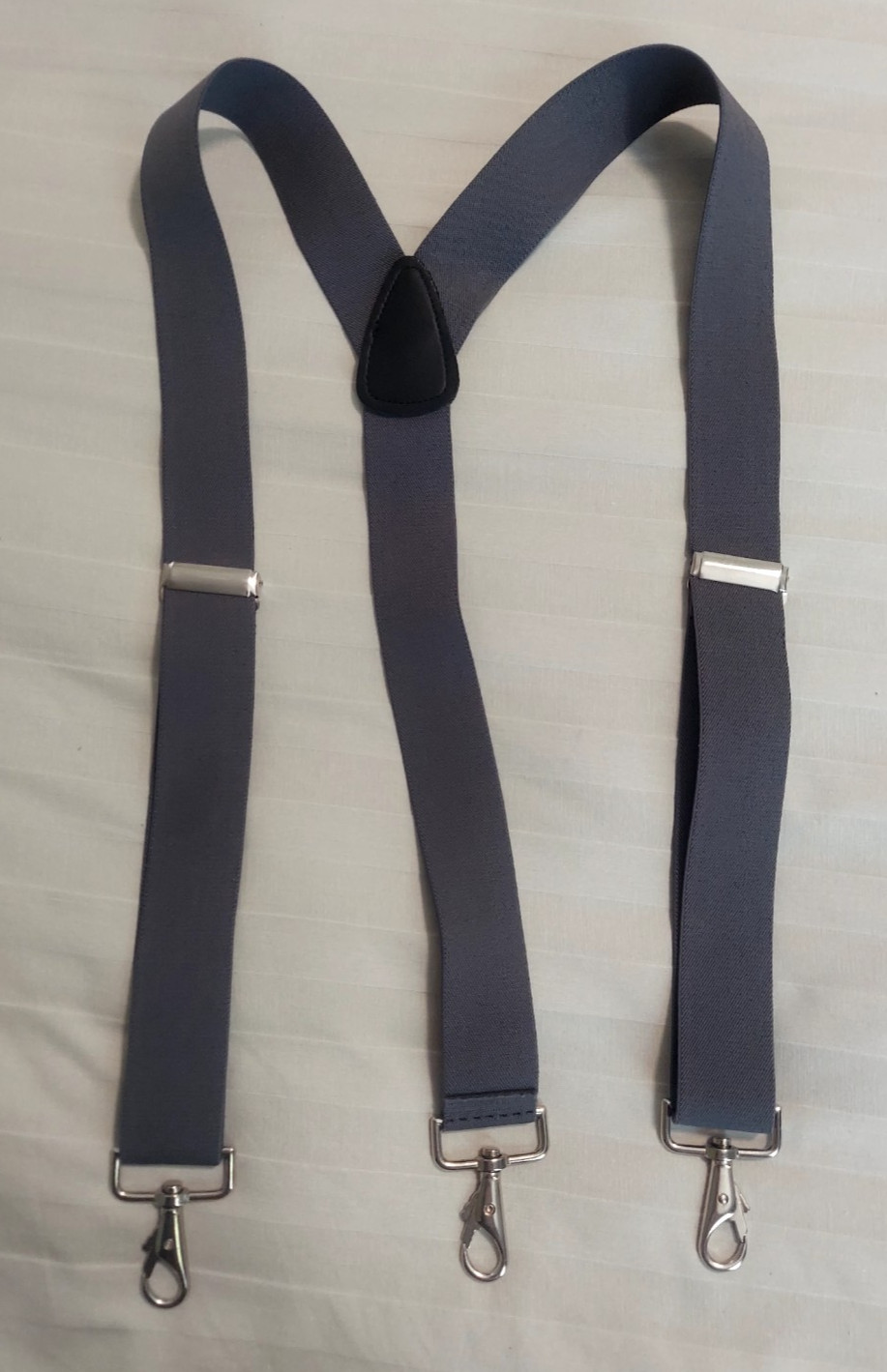 Men’s Y suspenders charcoal gray clip-on / snaps