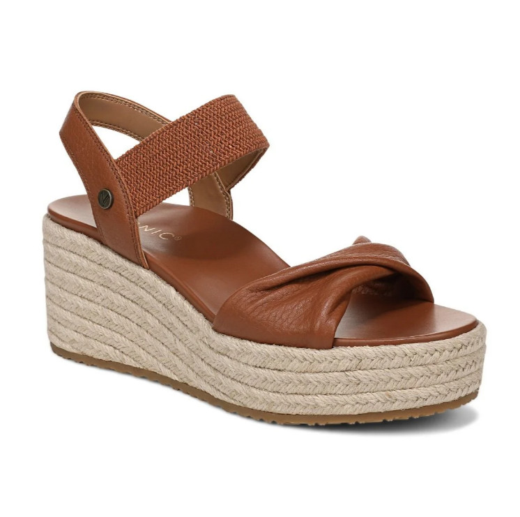 Vionic’s Darla Espadrille Wedge Sandal, Tan Leather