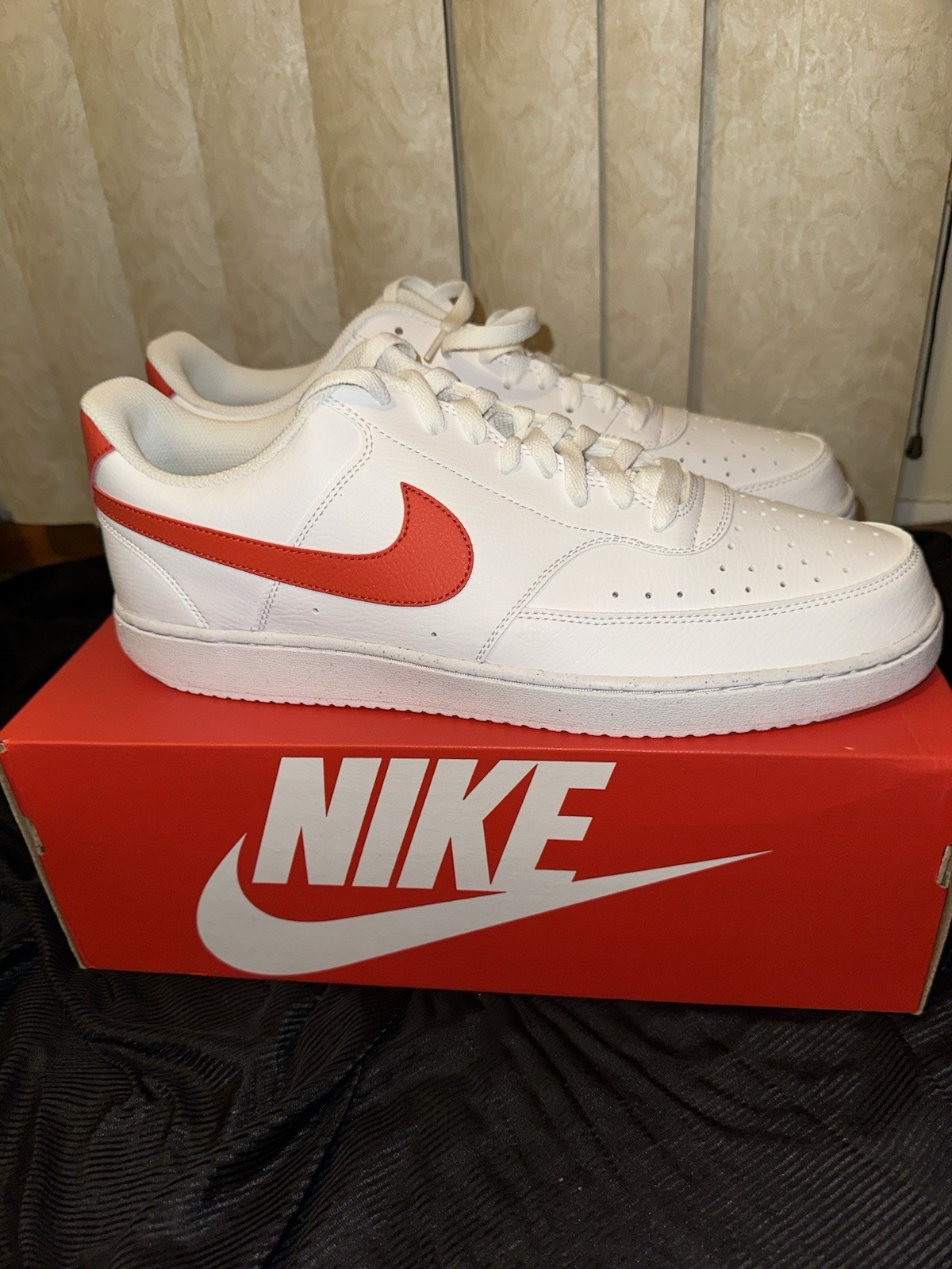 Nike Court Vision Low NN Men’s US 14 White/Red Leather Lace-Up Sneakers
