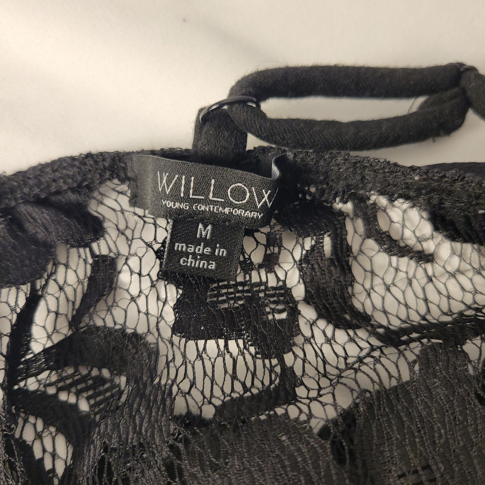 Willow Corset Bustier Top Womens Medium Black Floral Lace Underwire Zipper 6384