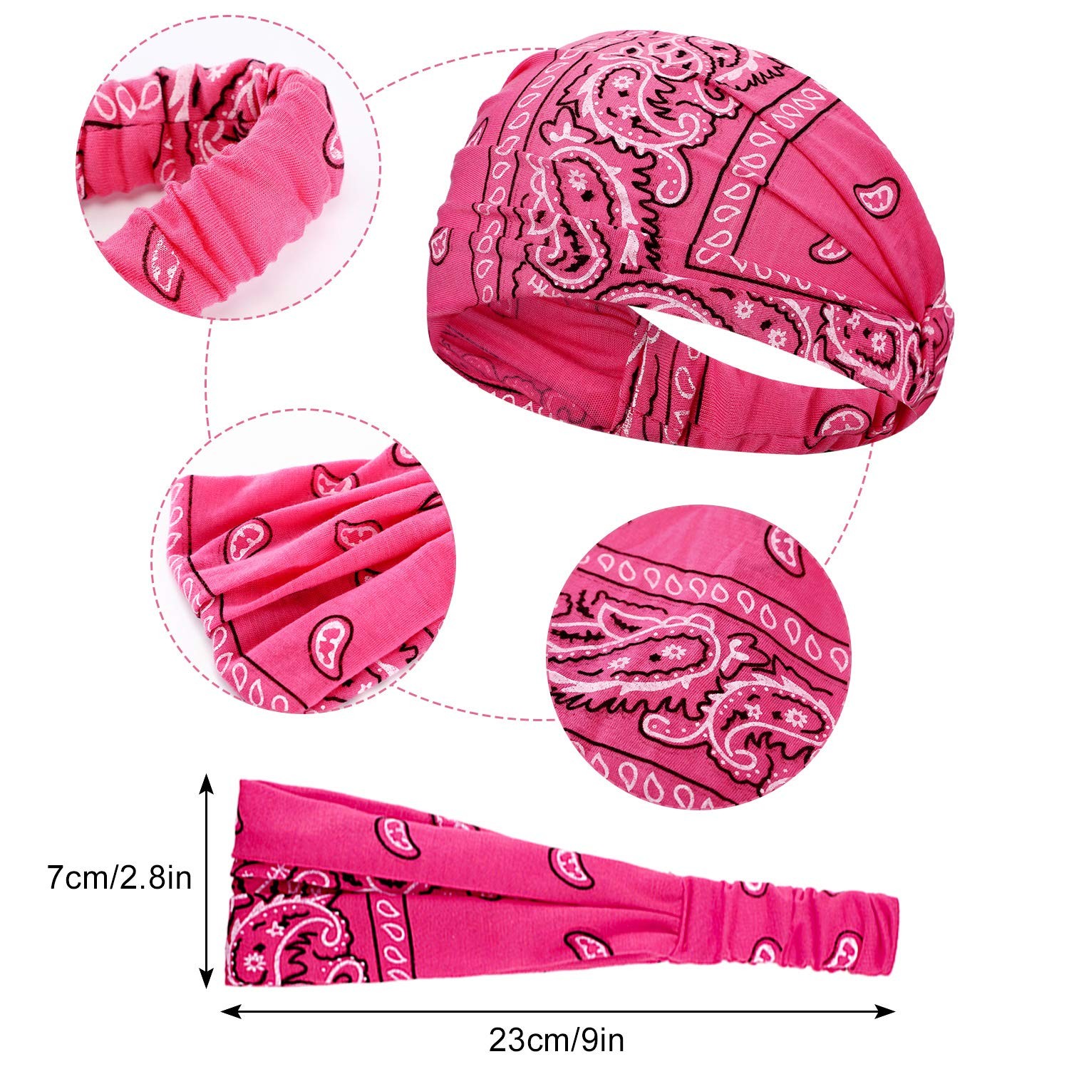 WILLBOND 10 Pcs Wide Bandana Headbands for 10 Count (Pack of 1), Multicolor