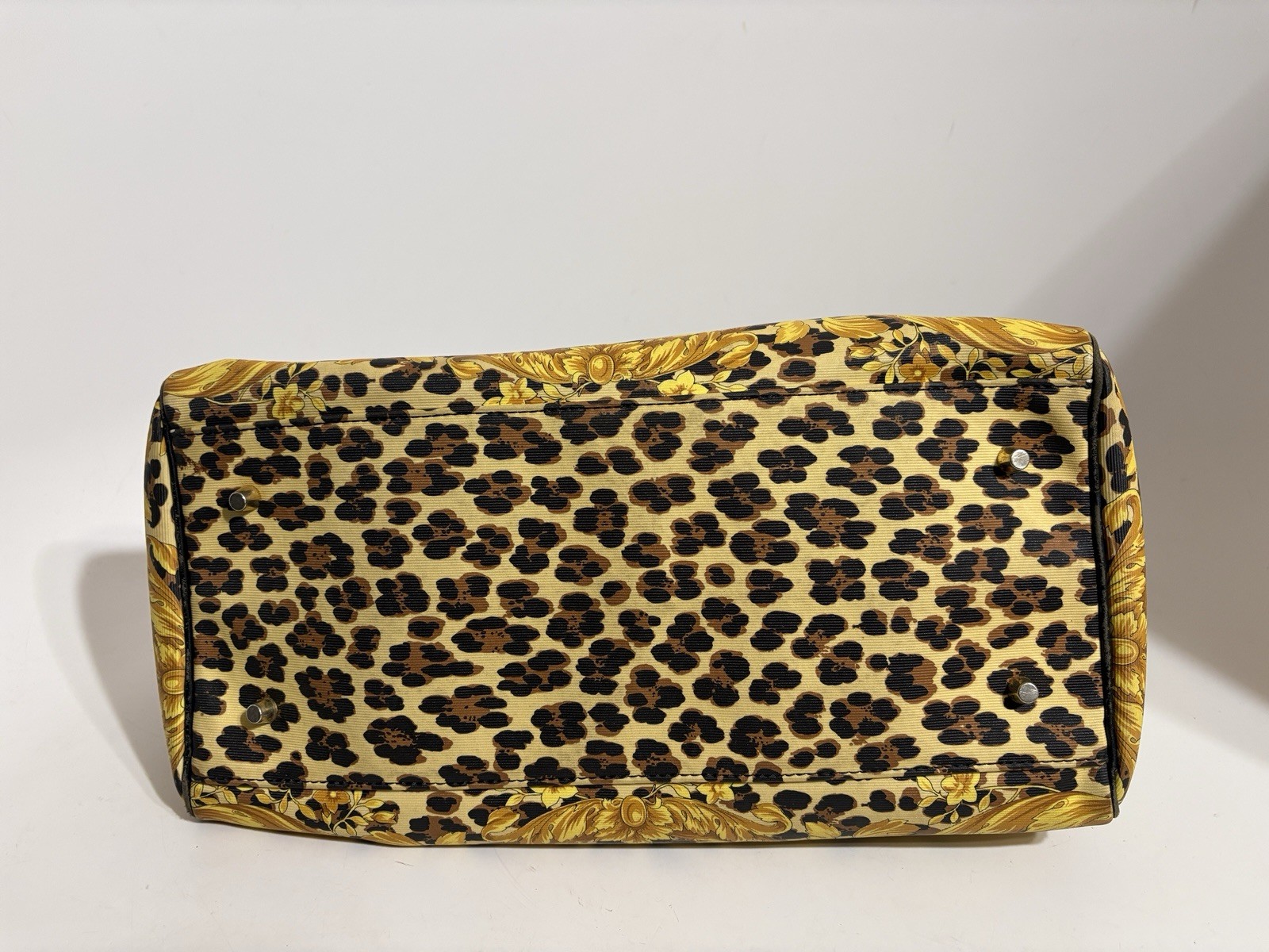 Vtg Gianni Versace Yellow Baroque Print PVC Bag