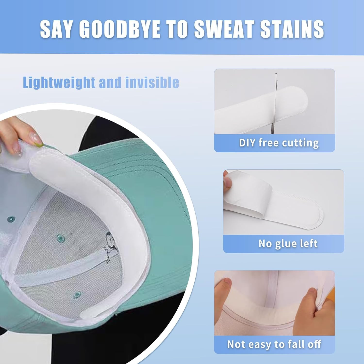 Hat Sweat Liner 100 Pack Hat Liners Sweat Protection Self Adhesive Hat Disposabl