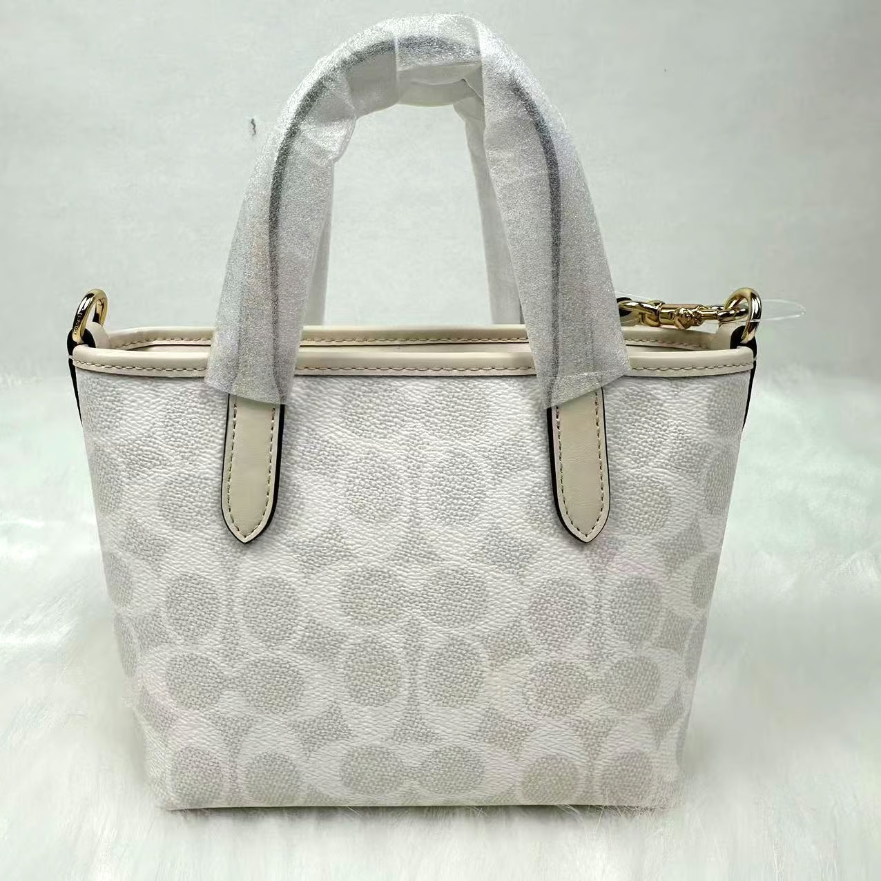 Coach City Mini Tote Bag Crossbody Signature Canvas White/Chalk NWT CW032