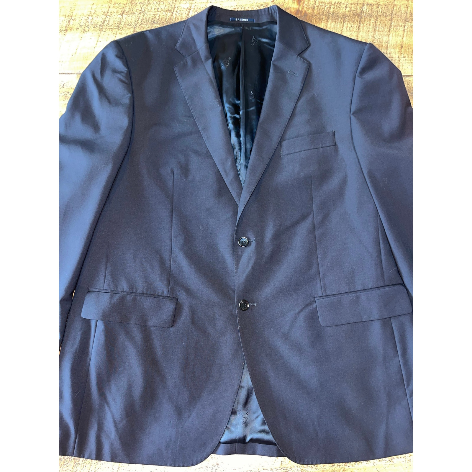 Mens Sacoor Brothers Black 100% Wool Two Button Classy Suit Coat Blazer (EU) 58