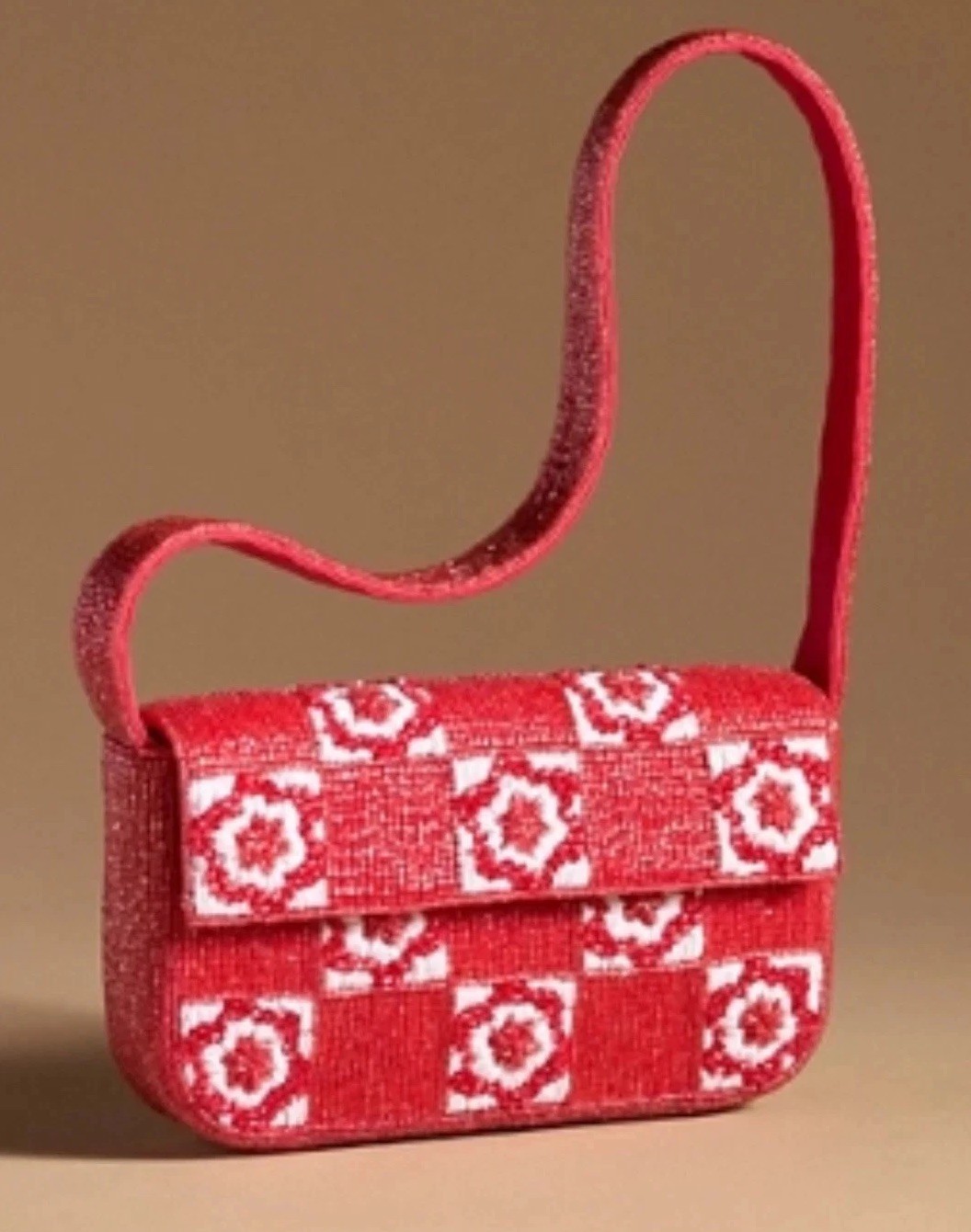NWT Anthropologie The Fiona Beaded Bag Floral Red Roses Valentines Day